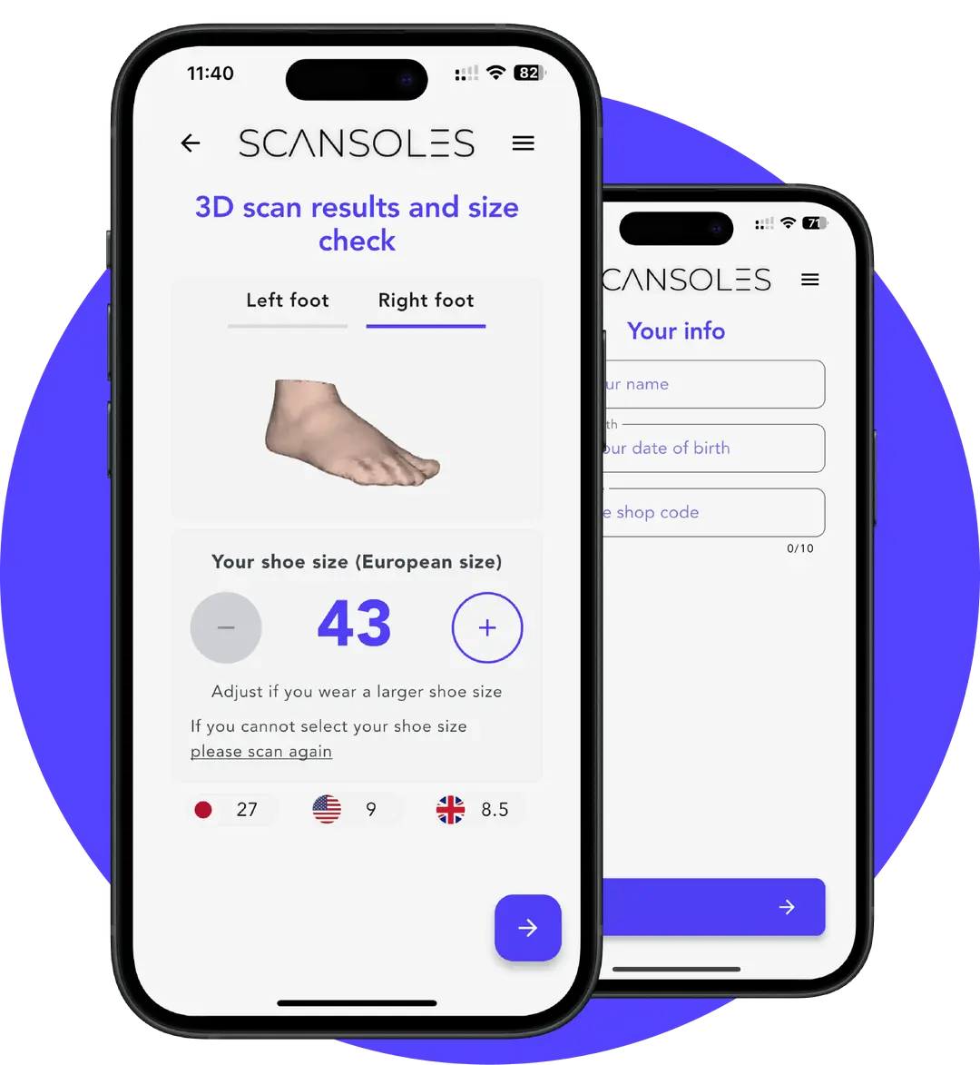 ScanSoles app screens